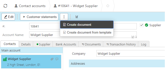 Document from contact account